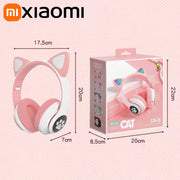 Xiaomi Wireless Headphone LED Dazzling lamp Cute Cat HIFI Stereo Music Helmet Phone Bluetooth Headset with Mic Christmas Gift