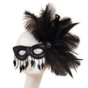 Halloween Mask Cocktail Feather Theme Party Masquerade Diamond Hair Ornaments Tassel Cosplay Costume for Women Ladies Wear