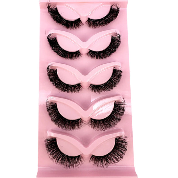 NEW 5pairs Classic Hybrid Volume Lashes New Arrival Wispy D Curl Short Russian Strip Lashes Makeup False Eyelashes