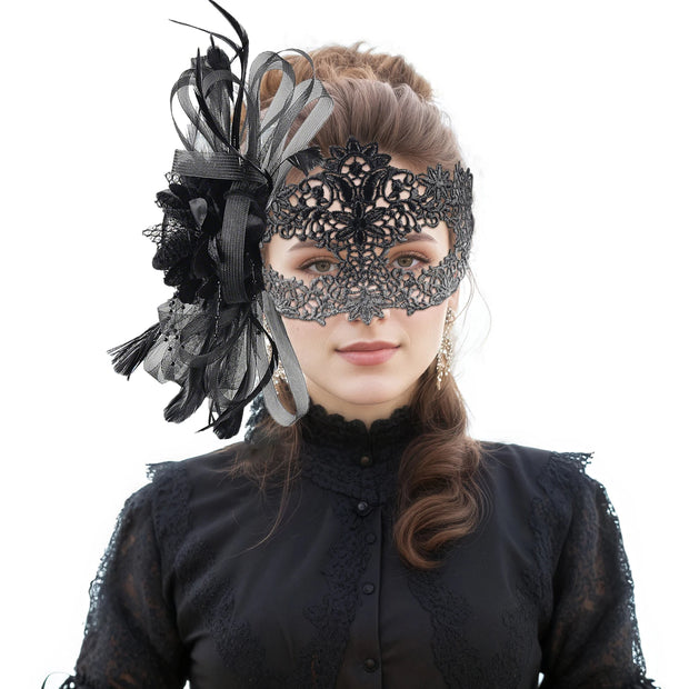 Halloween Mask Cocktail Feather Theme Party Masquerade Diamond Hair Ornaments Tassel Cosplay Costume for Women Ladies Wear