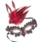 Halloween Mask Cocktail Feather Theme Party Masquerade Diamond Hair Ornaments Tassel Cosplay Costume for Women Ladies Wear