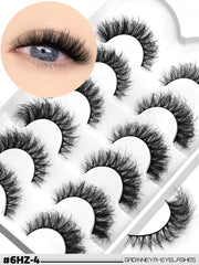 GROINNEYA 3D Mink Lashes Cat Eyelashes Fluffy Wispy Volume Lashes Natural Feathery Effect Lightweight Flexible Band Fake Lashes