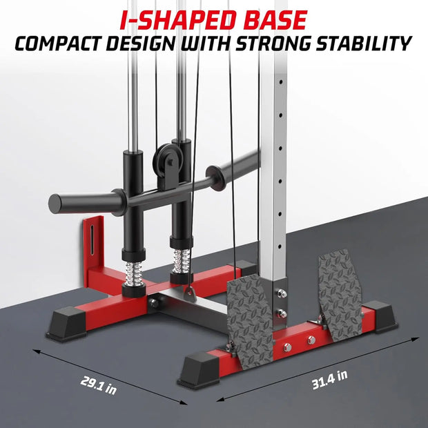 LAT Pulldown Machine,Multi-Functional Cable Machine with High and Low Pulley Station,Row Cable Machine Home Gym with Leg Support