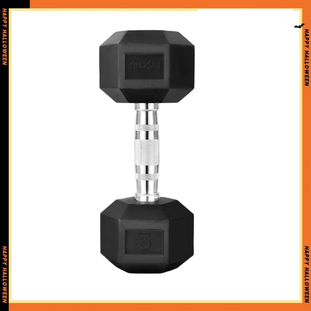 5lb Chrome Plated Hex Hand Weight Non Slip Handle Free Dumbbell for Home Gym Strength Workout Fitness