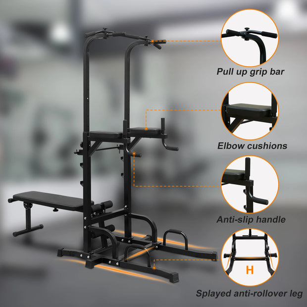 Adjustable Height Pull Up Dip Bar Station, Heavy Duty Multi-Function Fitness Rack for Home Gym Full Body Strength Training