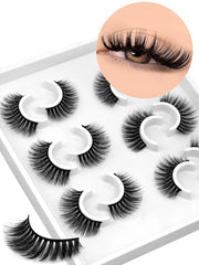 GROINNEYA 3D Natural False Lashes Cat Eye Eyelashes Fluffy Soft Cross 6 Pairs Manga Lashes Wispy Natural Eyelash Extension