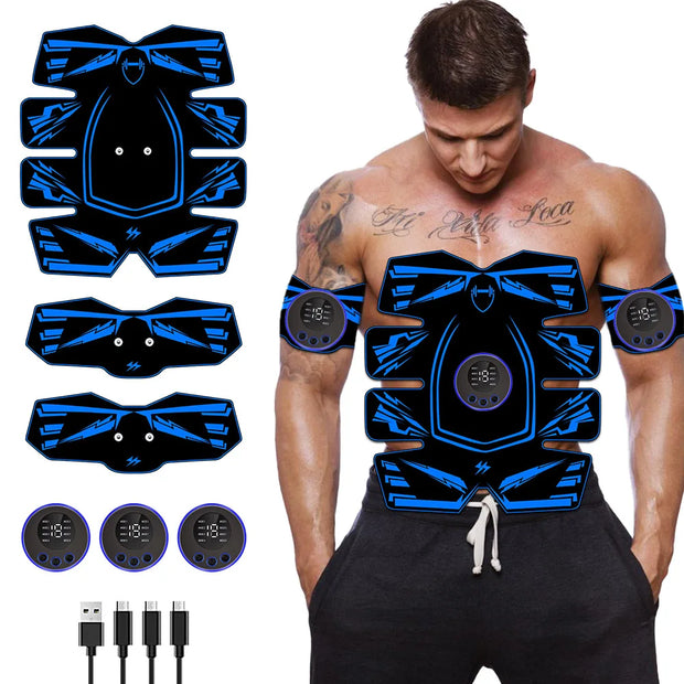 Professional EMS 8-Pad Ab Trainer and Muscle Stimulator with Vibration for Abdominal Toning, Home Fitness Equipment