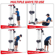 LAT Pulldown Machine,Multi-Functional Cable Machine with High and Low Pulley Station,Row Cable Machine Home Gym with Leg Support