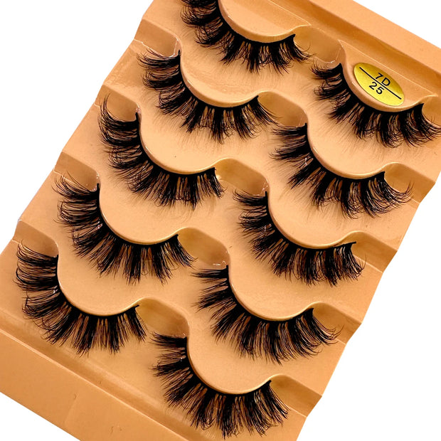 NEW 5pairs Classic Hybrid Volume Lashes New Arrival Wispy D Curl Short Russian Strip Lashes Makeup False Eyelashes