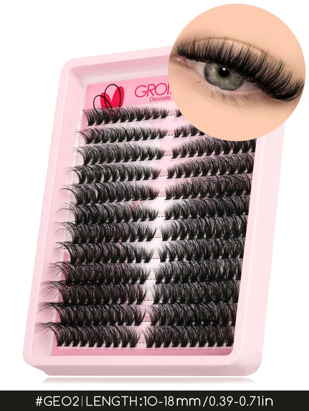 GROINNEYA Lashes Clusters Cat Eyelashes Wispy Individual Lashes Extensions Volume Fluffy Clusters Lashes DIY Eyelashes Makeup