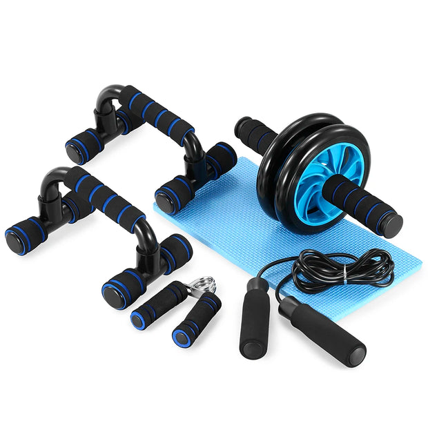 5-In-1 AB Wheel Roller Kit No Noise Abdominal Wheel Ab Roller Stretch Trainer For Arm Waist Leg Exercise Gym Fitness Equipment