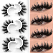GROINNEYA 3D Natural False Lashes Cat Eye Eyelashes Fluffy Soft Cross 6 Pairs Manga Lashes Wispy Natural Eyelash Extension