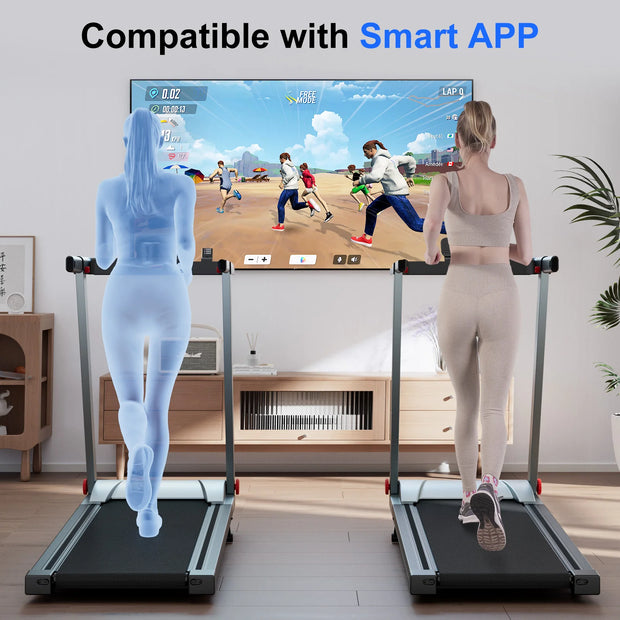 Hot 3.0HP Treadmill with 5% Incline Folding Handles App  Data LCD Screen 300lbs Walkingpad Treadmills for Home Exercise Machine
