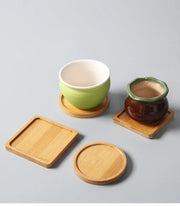 Multi Bamboo Tray Wood Saucer Flower Pot Tray Cup Pad Coaster Plate Kitchen Decorative Plate Creative Coaster Coffee Cup Mat