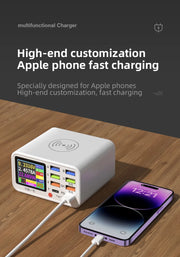 65W USB Type C Multi Function Charger Station Wireless Charing Fast 8 Ports PD QC3.0 Quick Charge Power Adapter for phone