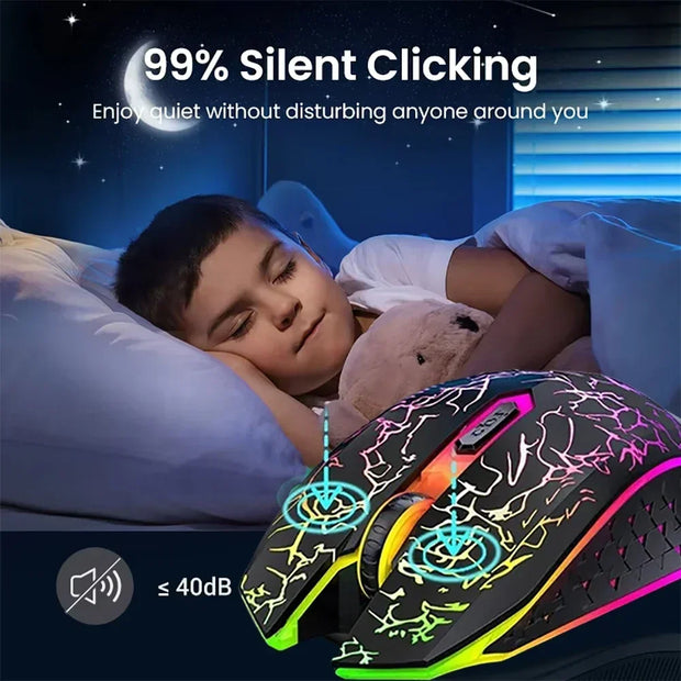 RGB Color 2.4G Wireless Mouse Bluetooth 5.2 Mouse Dual Mode Gaming Mouse Rechargeable Silent Mice For PC Laptop Tablet MacBook