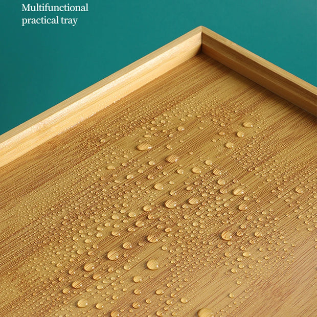 Bamboo Wooden Rectangular Serving Tray Tea Cup Trays Tableware Food Tray Storage Tray For Kitchen Party Tea Bar