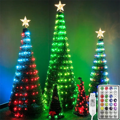 RGB LED Christmas String Lights Outdoor 5M/10M/20M USB Remote 16 Colors Fairy Lights Garland for Party Wedding Garden Decoration