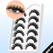 GROINNEYA Fake Lashes Fluffy Cat Eye Lashes 8D Fluffy Volume False Eyelashes D Curl Dramatic Thick Full Strip Faux Mink Lashes