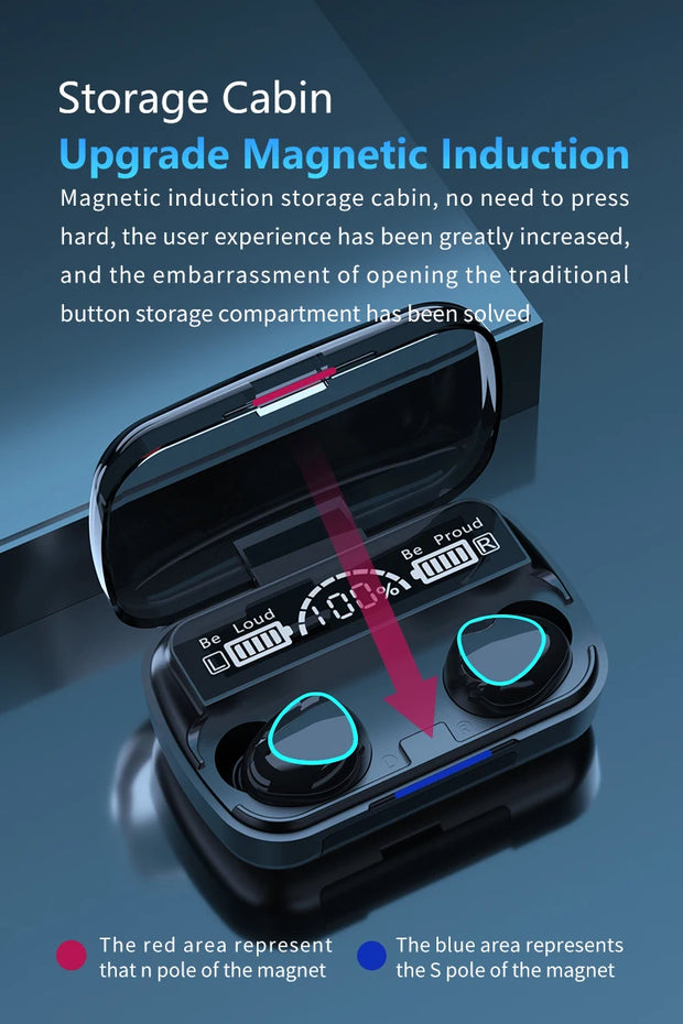 TWS M10 Wireless Bluetooth Headset with Charge Box for Phone Noise Cancelling Mic Earbuds LED Display Headphones Sport Earphones
