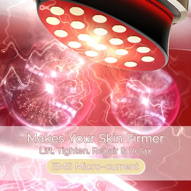 Red Light Collagen Regeneration Anti-Aging RF Anti-Wrinkle Beauty Device EMS Microcurrent Skin Tightening Face Lifting Massager
