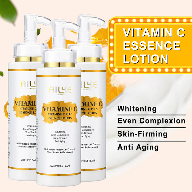 AILKE Vitamin C Skin Care Set, with Lightening Body Lotion, Even Skin Tone Face Cream, Whitening Serum, Brightening Soap