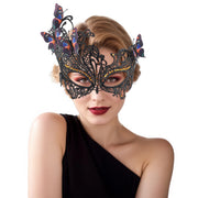 Halloween Mask Cocktail Feather Theme Party Masquerade Diamond Hair Ornaments Tassel Cosplay Costume for Women Ladies Wear
