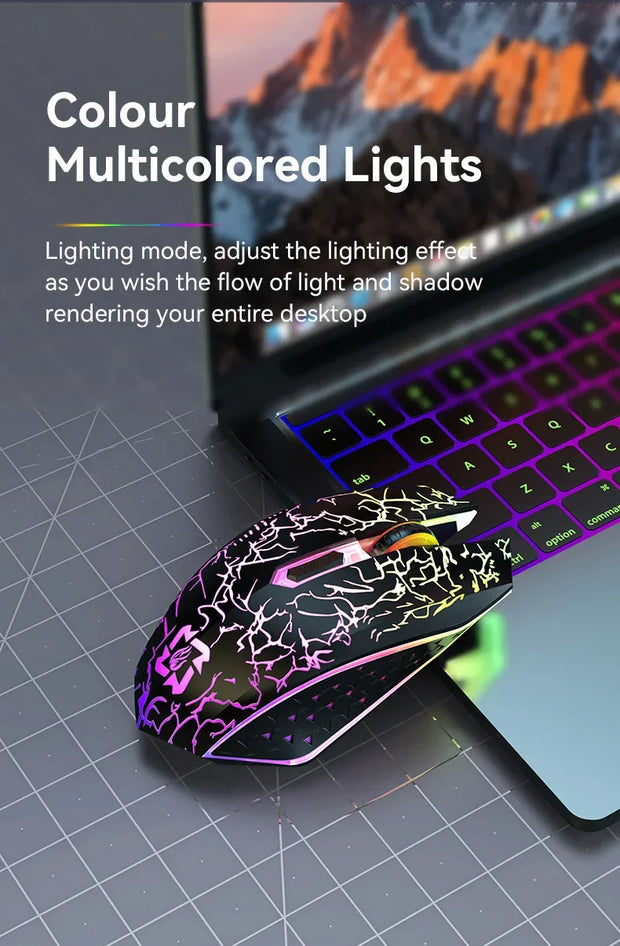 RGB Color 2.4G Wireless Mouse Bluetooth 5.2 Mouse Dual Mode Gaming Mouse Rechargeable Silent Mice For PC Laptop Tablet MacBook