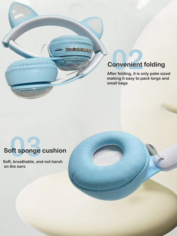 Headset Bluetooth headphones with vibrant RGB lighting effect, high battery life and low latency wireless Bluetooth headphones