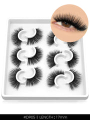 GROINNEYA 3D Natural False Lashes Cat Eye Eyelashes Fluffy Soft Cross 6 Pairs Manga Lashes Wispy Natural Eyelash Extension