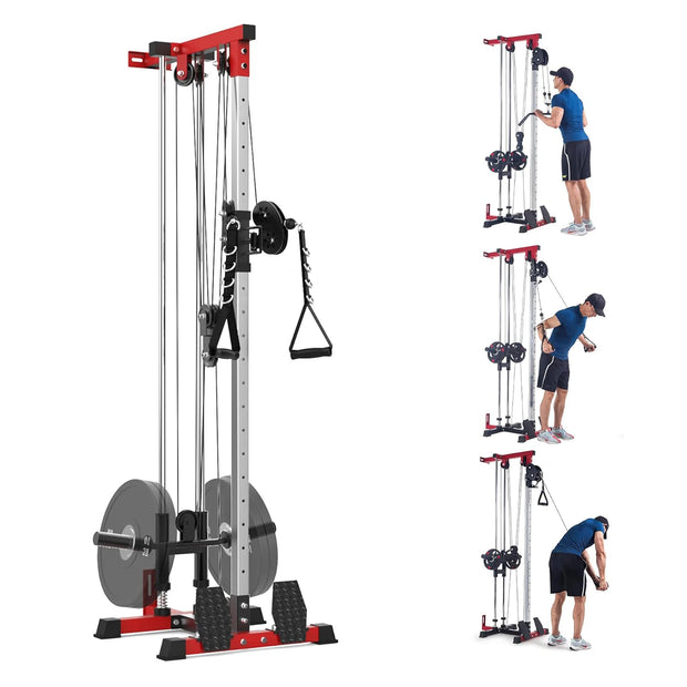 LAT Pulldown Machine,Multi-Functional Cable Machine with High and Low Pulley Station,Row Cable Machine Home Gym with Leg Support