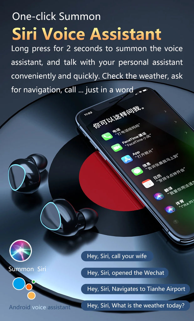 TWS M10 Wireless Bluetooth Headset with Charge Box for Phone Noise Cancelling Mic Earbuds LED Display Headphones Sport Earphones