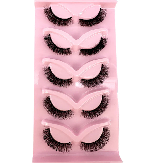 NEW 5pairs Classic Hybrid Volume Lashes New Arrival Wispy D Curl Short Russian Strip Lashes Makeup False Eyelashes