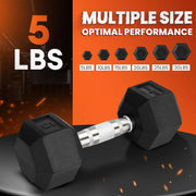 5lb Chrome Plated Hex Hand Weight Non Slip Handle Free Dumbbell for Home Gym Strength Workout Fitness