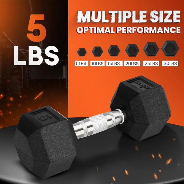 5lb Chrome Plated Hex Hand Weight Non Slip Handle Free Dumbbell for Home Gym Strength Workout Fitness