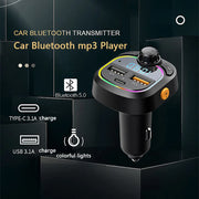 Car Charger Bluetooth 5.0 FM Transmitter PD Type-C Dual USB Ambient Player MP3 Charger Type-C Wireless Light Handsfree