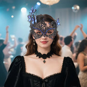 Halloween Mask Cocktail Feather Theme Party Masquerade Diamond Hair Ornaments Tassel Cosplay Costume for Women Ladies Wear