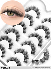 GROINNEYA 3D Mink Lashes Cat Eyelashes Fluffy Wispy Volume Lashes Natural Feathery Effect Lightweight Flexible Band Fake Lashes