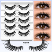 GROINNEYA Fake Lashes Fluffy Cat Eye Lashes 8D Fluffy Volume False Eyelashes D Curl Dramatic Thick Full Strip Faux Mink Lashes