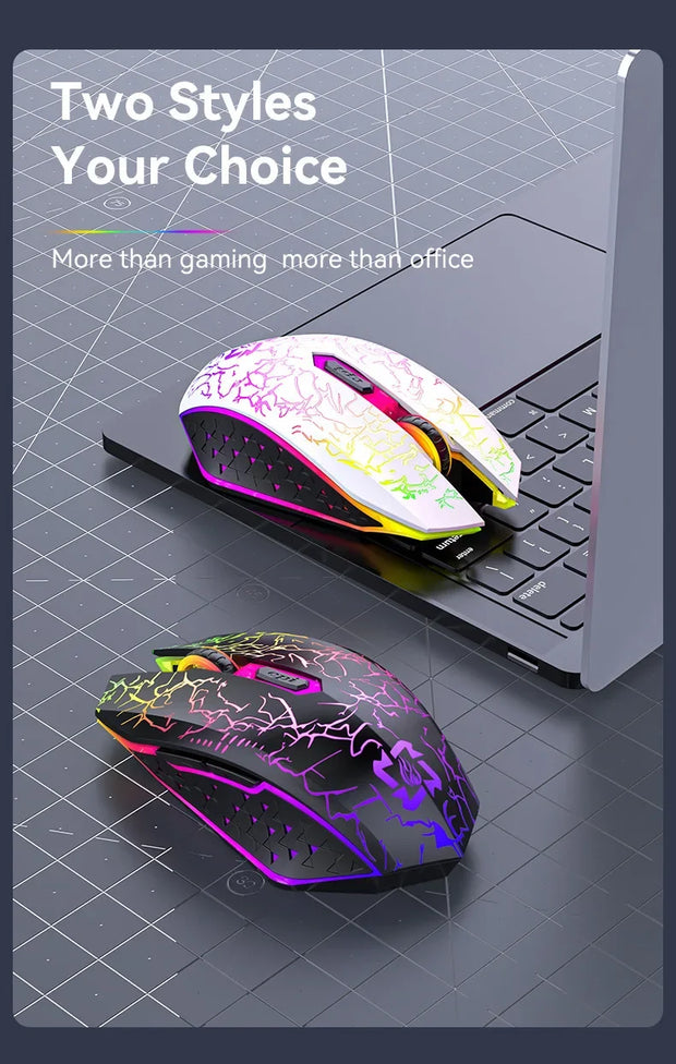 RGB Color 2.4G Wireless Mouse Bluetooth 5.2 Mouse Dual Mode Gaming Mouse Rechargeable Silent Mice For PC Laptop Tablet MacBook