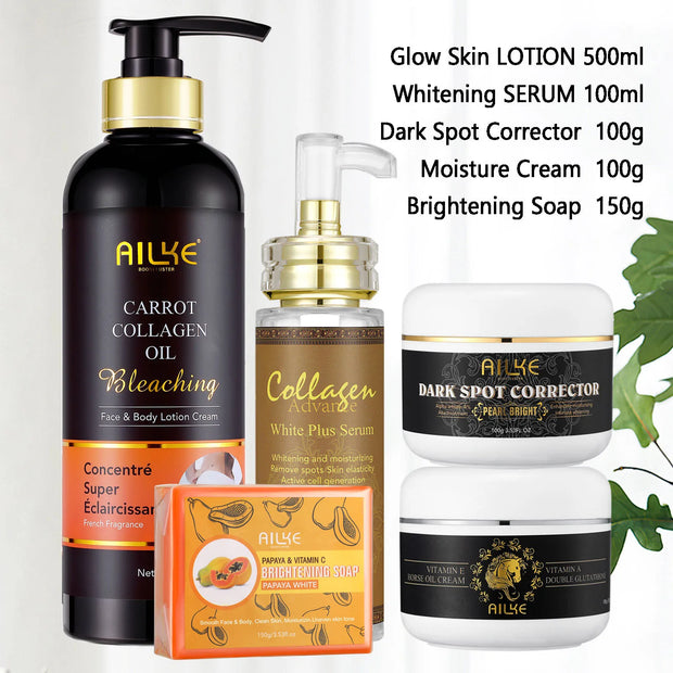 AILKE Collagen Skin Care Range, Clean Stains, Moisturizing, Whitening, Removing Freckle & Spots, Even Skin Tone, For Men & Women