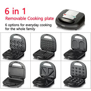 6 in 1 Sandwich Machine Bread Waffle Maker Donut Baking Cake Cooking Kitchen Appliances Toaster Breakfast Steak Machine