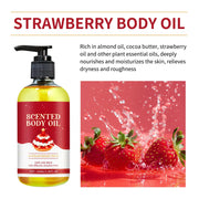 100ml Body Oil Deep Nourishing Moisturizing Dry Skin Relief Plant Essential Oils for Skincare Massage, Strawberry Pie Scent