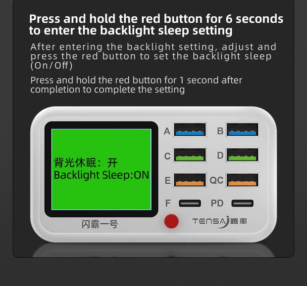 65W USB Type C Multi Function Charger Station Wireless Charing Fast 8 Ports PD QC3.0 Quick Charge Power Adapter for phone