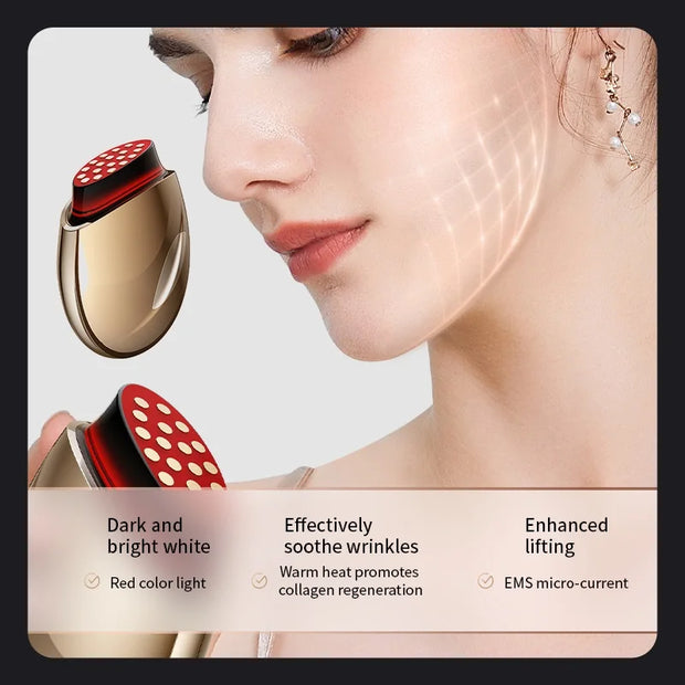 Red Light Collagen Regeneration Anti-Aging RF Anti-Wrinkle Beauty Device EMS Microcurrent Skin Tightening Face Lifting Massager