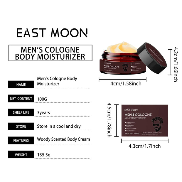 Men's Cologen Body Moisturizer Deep Nourishmen Long-Lasting Fragrance Fast Absorb Non-Greasy Woody Scented Body Lotion Skin Care