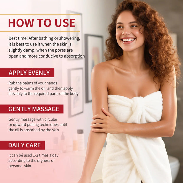 100ml Body Oil Deep Nourishing Moisturizing Dry Skin Relief Plant Essential Oils for Skincare Massage, Strawberry Pie Scent