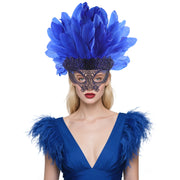 Most Popular Halloween Colorful Feather Mask Carnival Photography Cosplay Costume Perfect Cocktail Headpieces for Women Ladies