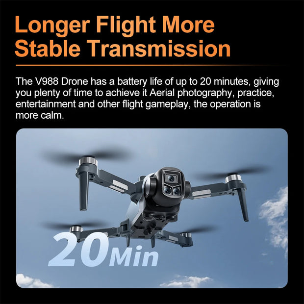 Xiaomi V988 Drone Professional 8K HD Dual Camera Remote control with large screen 5G WIFI FPV Foldable Quadcopter RC Dron Mijia