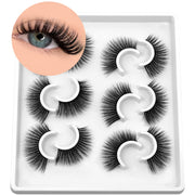 GROINNEYA 3D Natural False Lashes Cat Eye Eyelashes Fluffy Soft Cross 6 Pairs Manga Lashes Wispy Natural Eyelash Extension